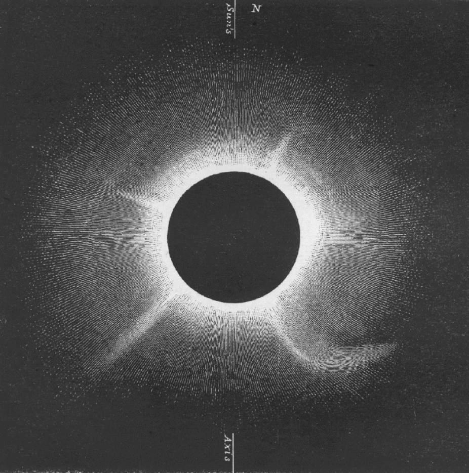 Drawing of 1860 eclipse by F.A. Oom