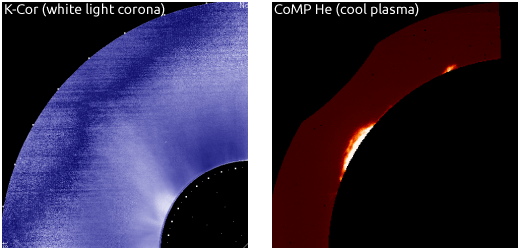 K-Cor and CoMP data animation of prominence leading to CME