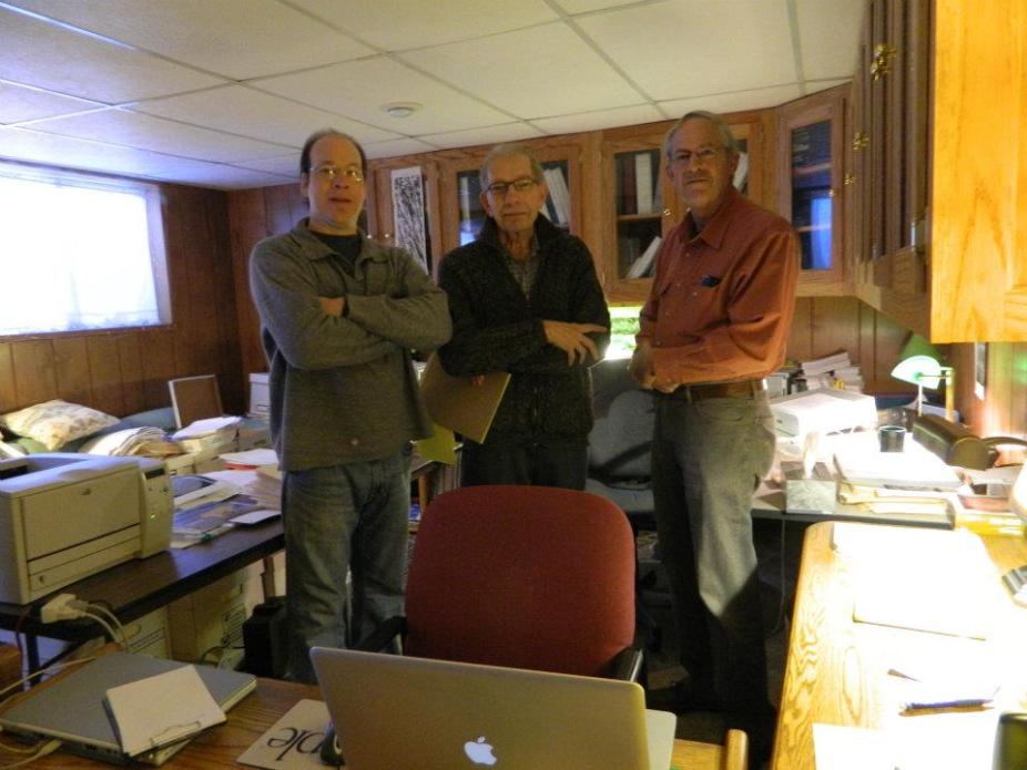 Ian Hewins, Pat McIntosh and Robert McFadden during a mapping session in Pat’s Boulder home