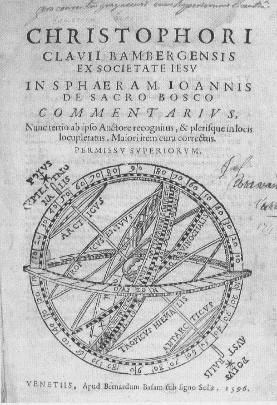 Title page of Clavius' commentary on the Spheres of Sacrobosco, first published in 1570