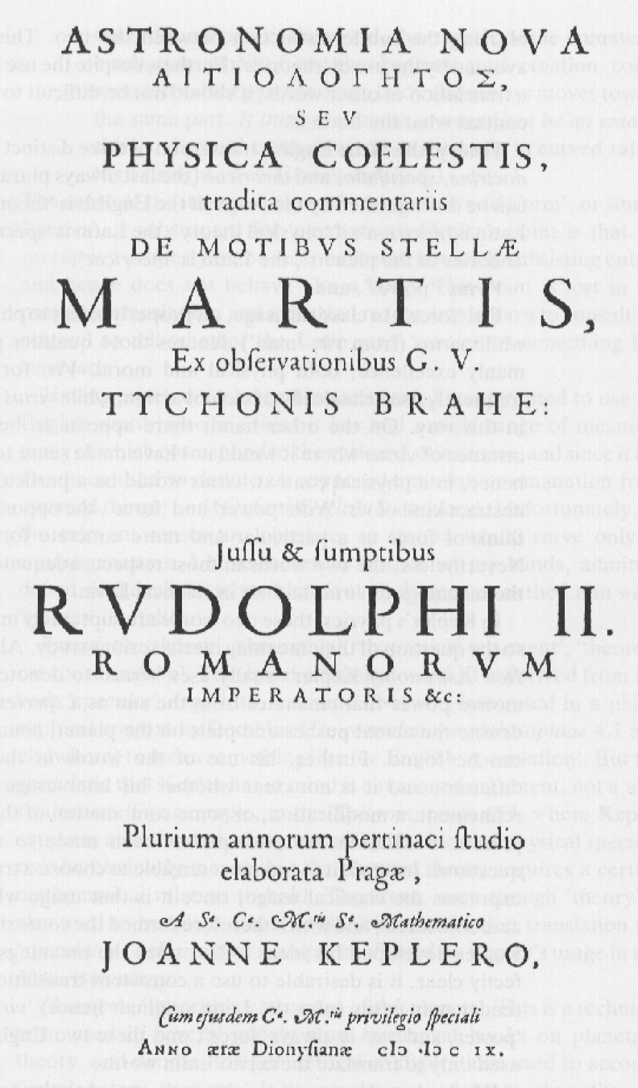 Front page of Kepler's "New Astronomy (Astronomia Nova)"