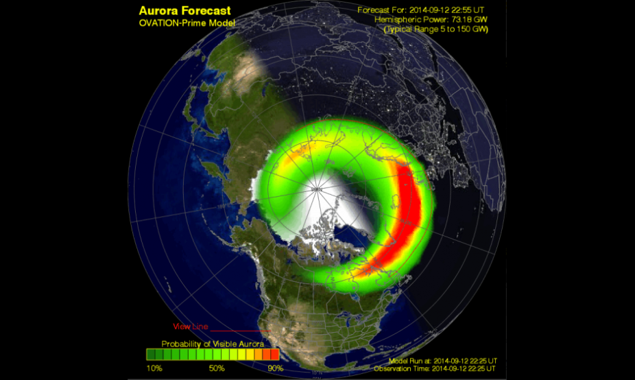 Aurora forecast after a strong geomagnetic storm on September 13, 2014