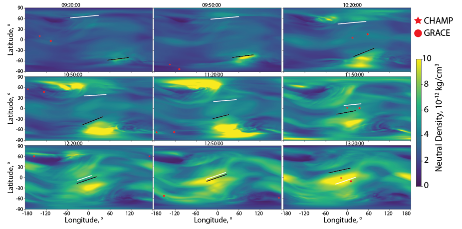 neutral density perturbation observed by CHAMP and GRACE