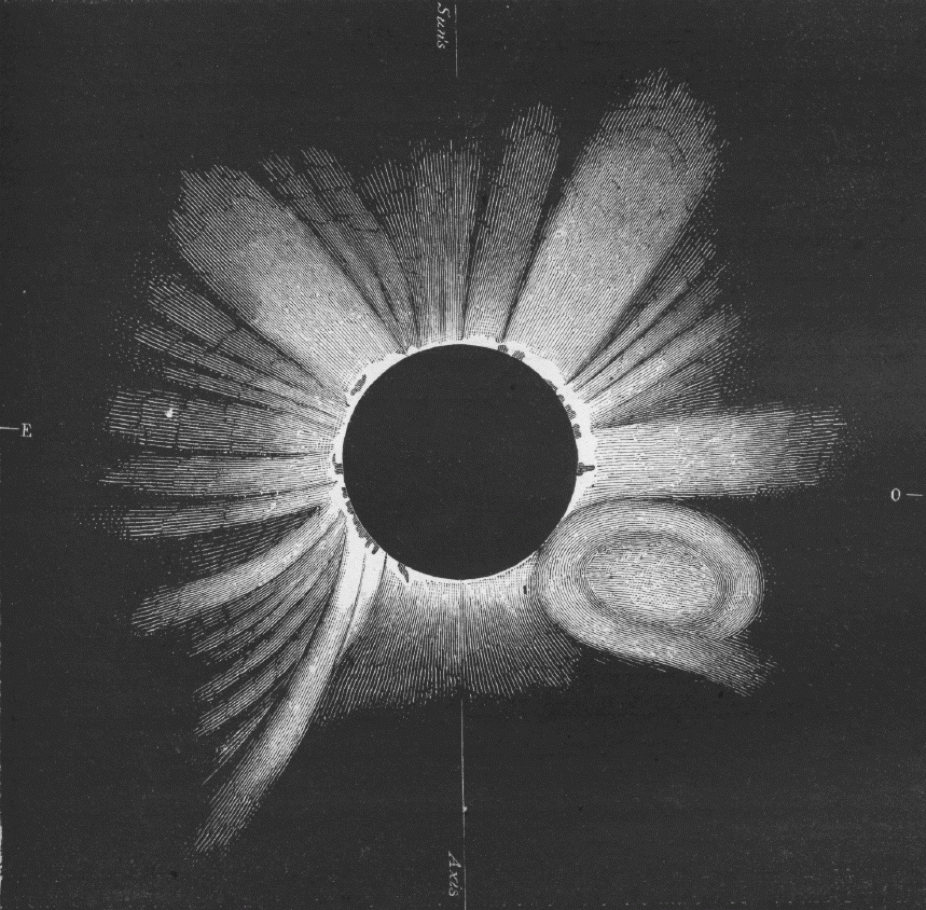Drawing of 1860 eclipse by G. Tempel