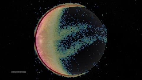 Data from NASA’s Global-scale Observations of the Limb and Disk, or GOLD, mission reveals the twin bands of charged particles that persist near the equator at night