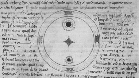 A drawing of a sunspot in the Chronicles of John of Worcester