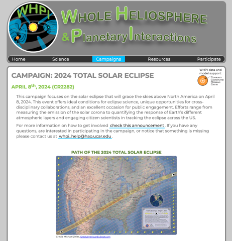 WHPI campaign April 8, 2024 total solar eclipse