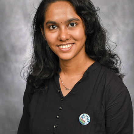 Upper body pose of a smiling Sreelakshmi