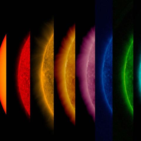 Images of the Sun taken at different wavelengths