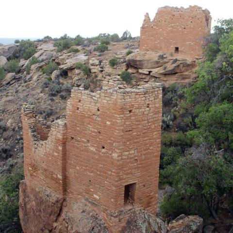 Holly Group at Hovenweep shows remarkable masonry skills used to contour the structures to the irregular shapes of boulders and recesses in the rocks